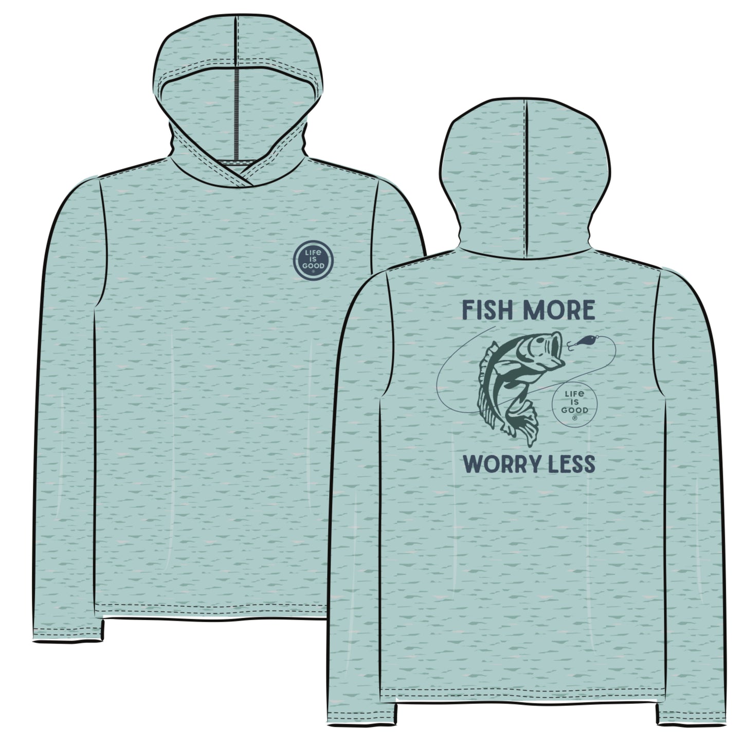 Men's Clean Fish More Bass Long Sleeve Sun Crusher Hoodie