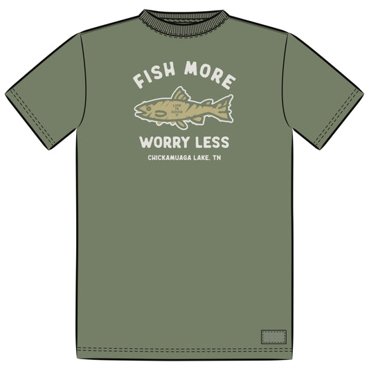 Men's Crusher Tee Clermont Fish More Worry MosGrn