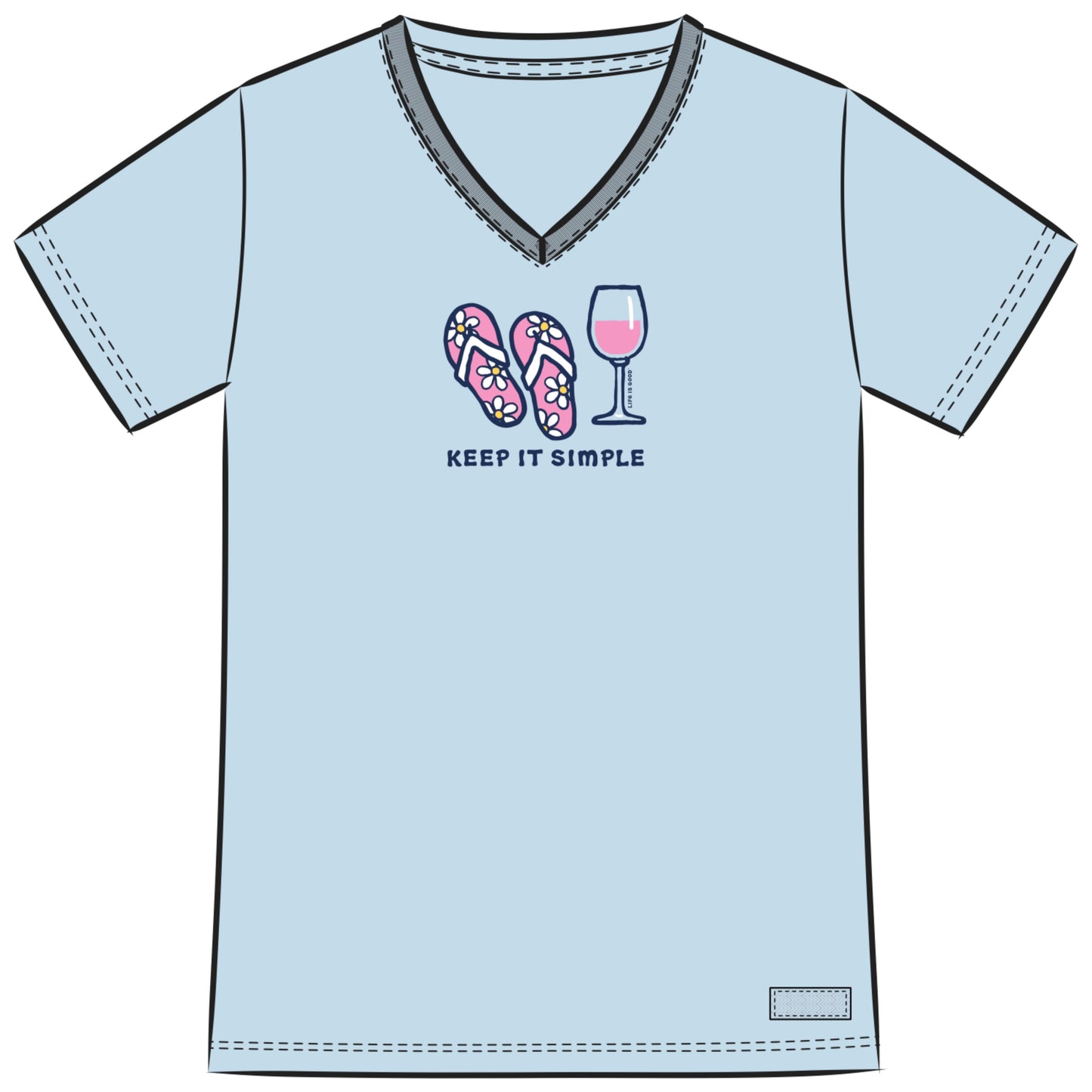 Women's Keep it Simple Flip Flops Short Sleeve Crusher Vee