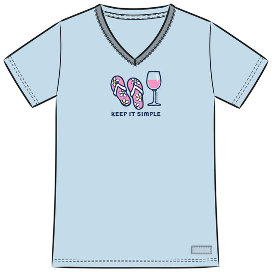 Women's Keep it Simple Flip Flops Short Sleeve Crusher Vee