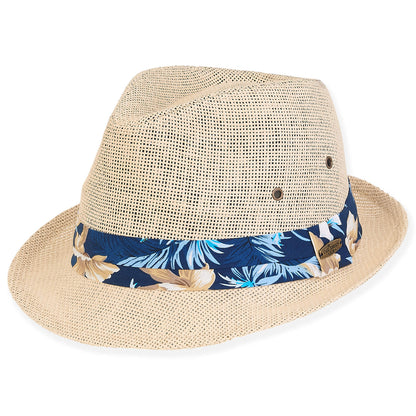 Sun 'N' Sand -Natural, Paper Straw Fedora, Brim 2"