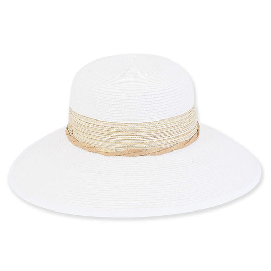 Sun 'N' Sand - White, Paperbraid Backless, Brim 4"