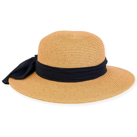 Sun 'N' Sand - Black, Girls Paperbraid Floppy, Brim 3"