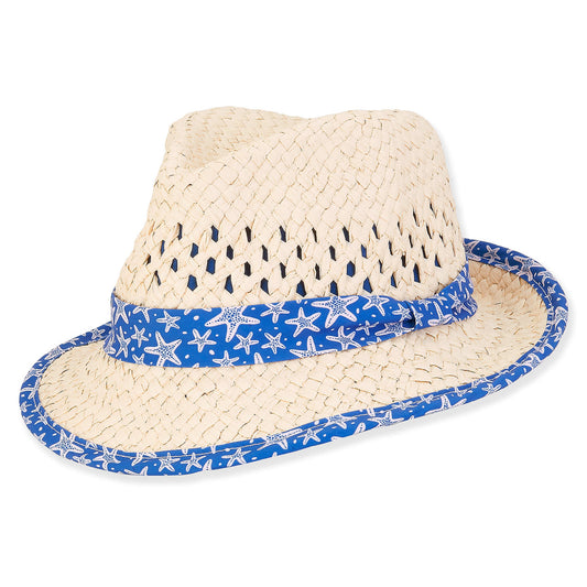Sun 'N' Sand - Miles | Infant Boy Paper Straw Fedora Hat