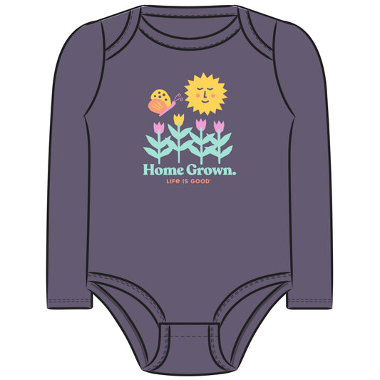 Home Grown Garden Long Sleeve Crusher Baby Bodysuit