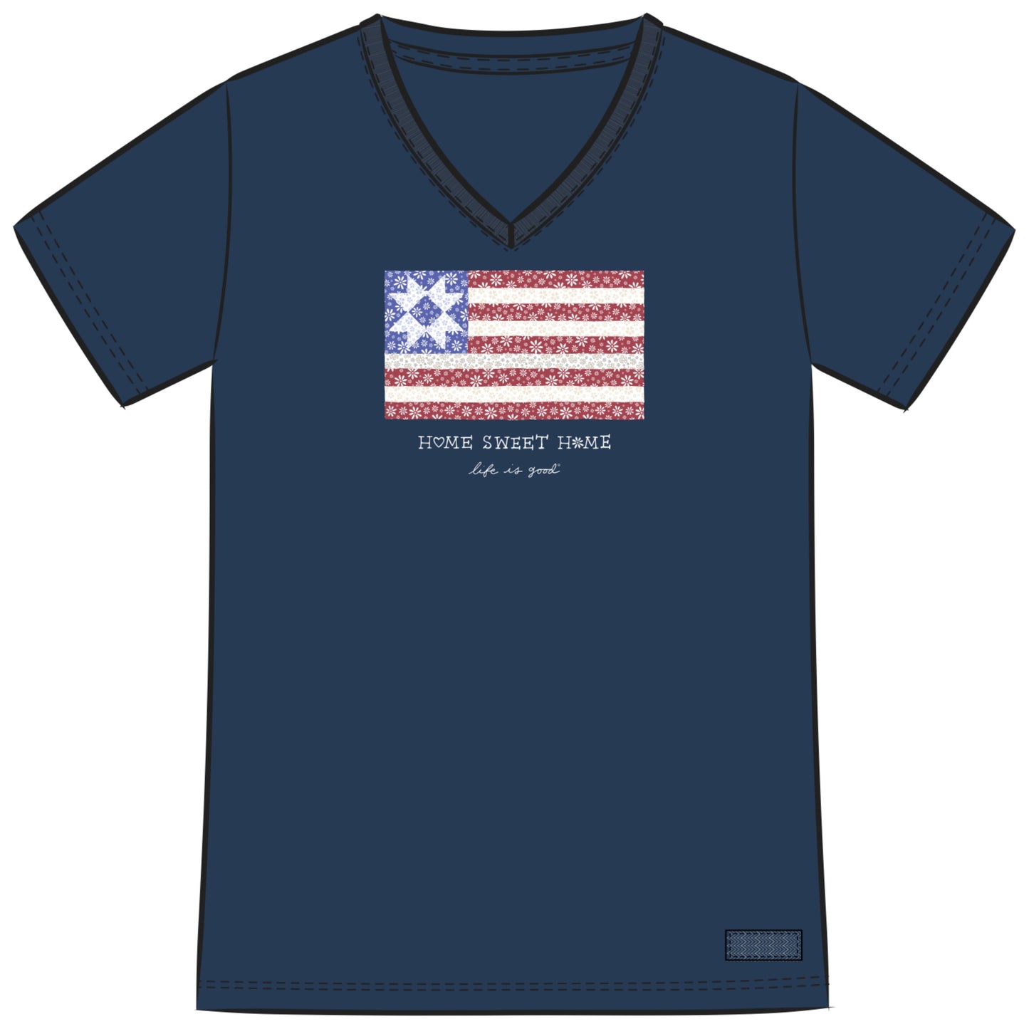 Women's Home Sweet Home Quilted Flag Short Sleeve Crusher-LITE Vee