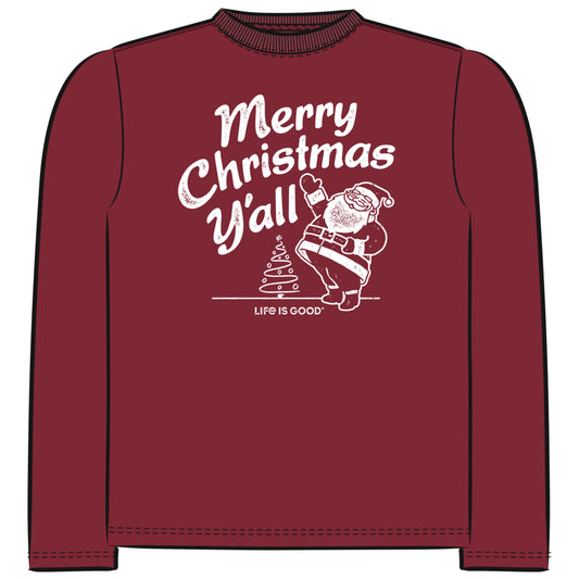 Santa Merry Christmas Y'all - Kid's Sleeve Crusher Tee