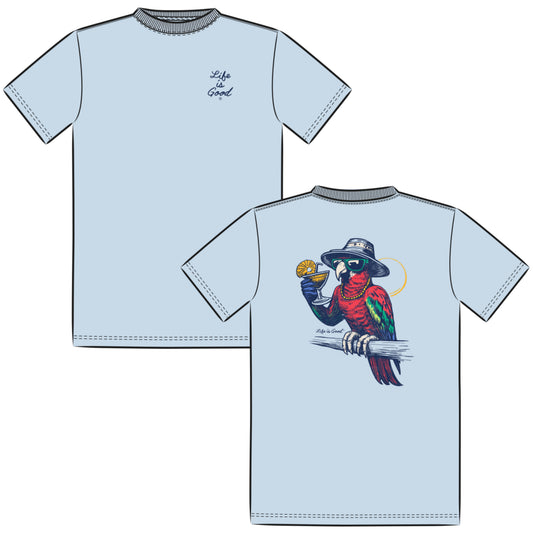 Men's Good Vibes Parrot Short Sleeve Crusher Tee