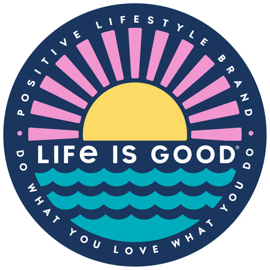 SUNSET ON THE WATER 4" CIRCLE STICKER