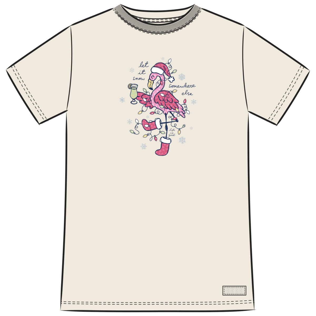 Women's Let It Snow Flamingo Short Sleeve Crusher Tee
