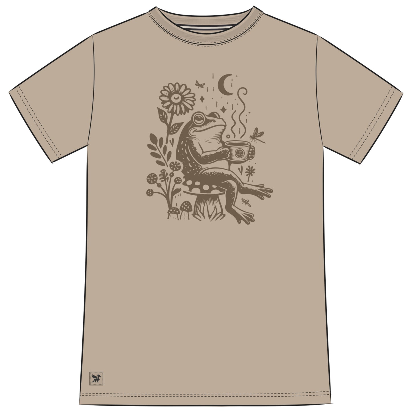 Women's Frog on a Toadstool Coffee Short Sleeve Crusher Tee
