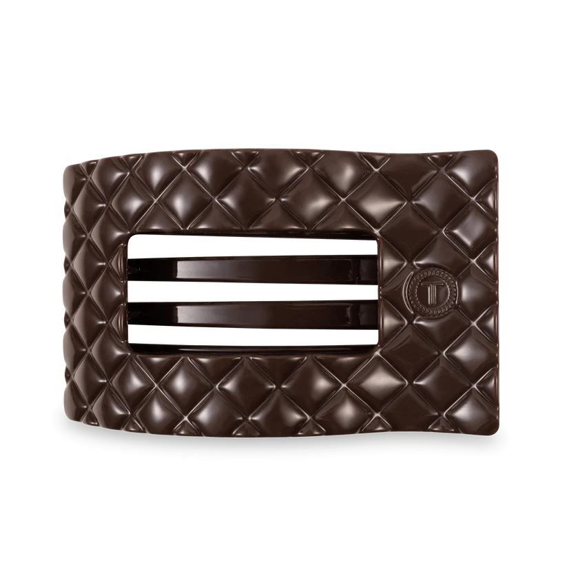 Truly Taupe Quilted Flat Rectangle Hair Clip
