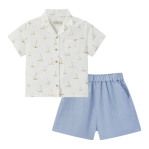 Linen Buttonup Shirt and Shorts Set