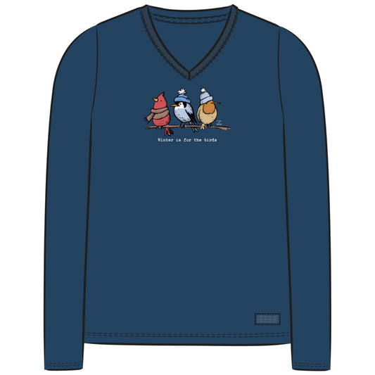 Women's Shady Winter is for the Birds Long Sleeve Crusher Vee