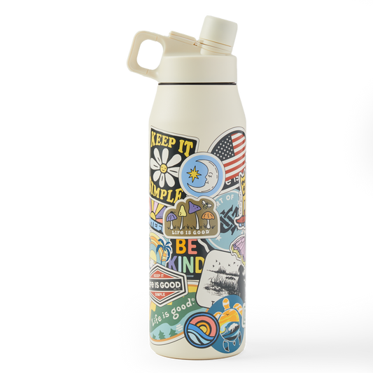 Life is Good -  Layered Sticker Collage 32 oz. Twist Top Bottle