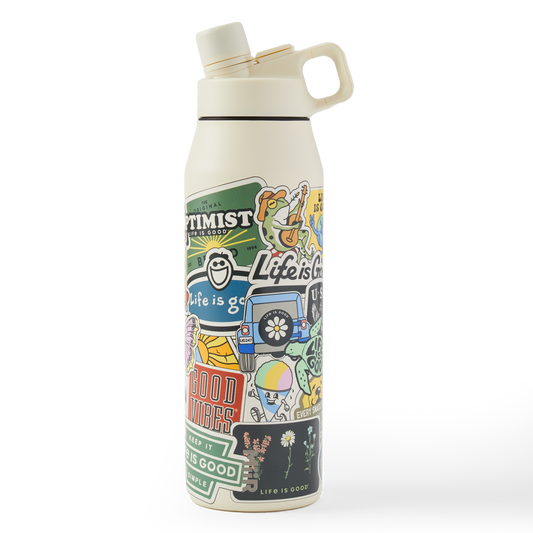 Life is Good -  Layered Sticker Collage 32 oz. Twist Top Bottle