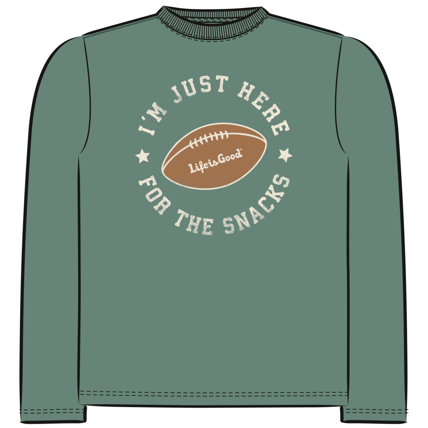 Football Here for the Snacks Long Sleeve Toddler Crusher Tee