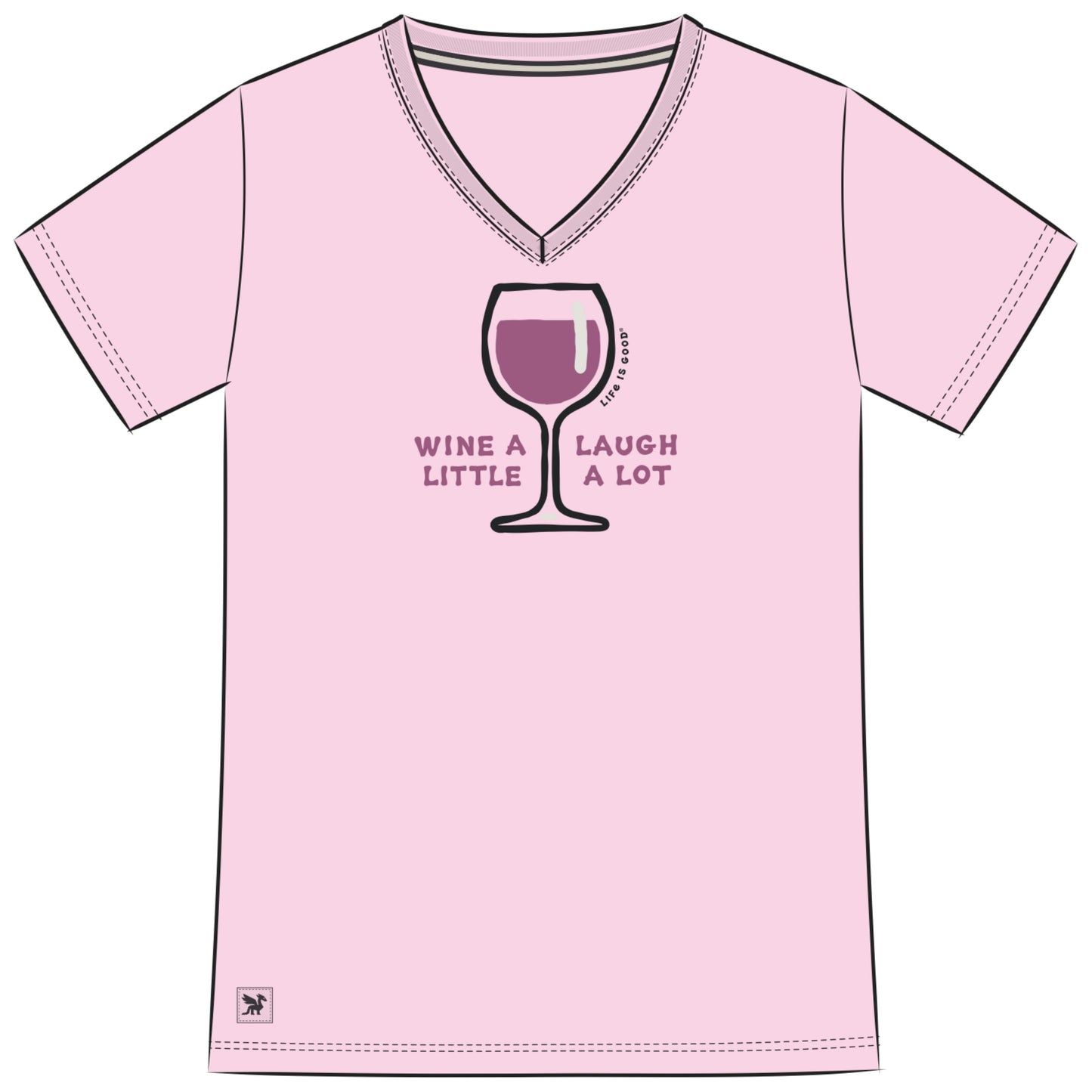 Women's Wine a Laugh Little a Lot Short Sleeve Crusher-LITE Vee