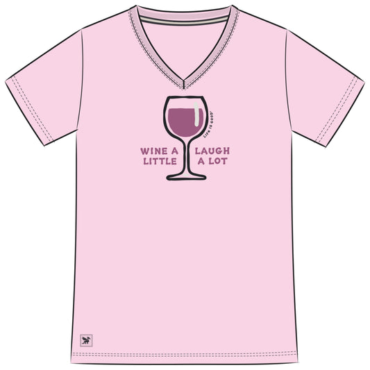 Women's Wine a Laugh Little a Lot Short Sleeve Crusher-LITE Vee